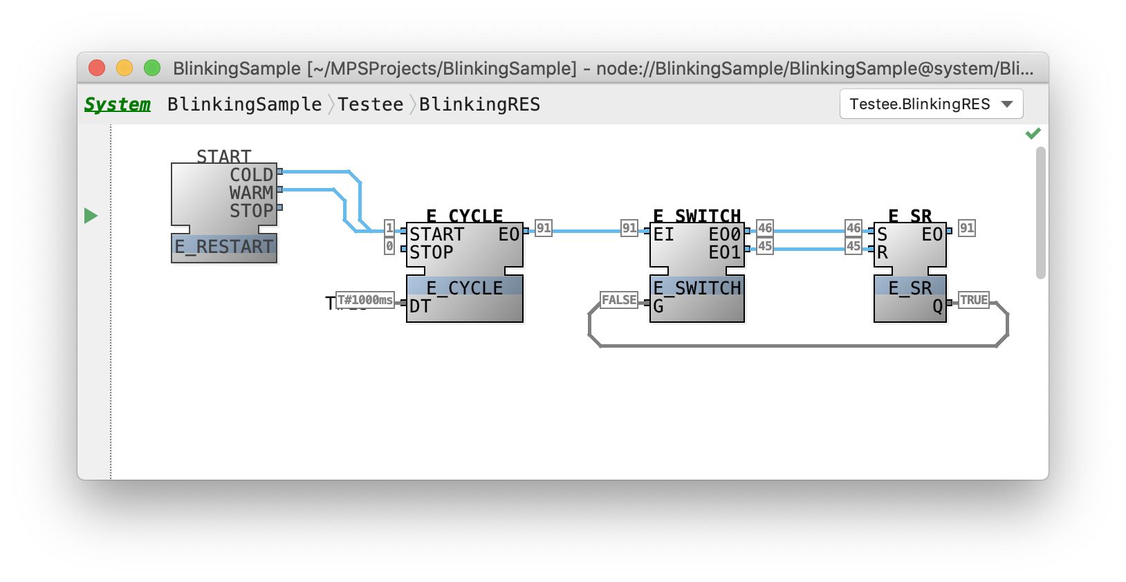 Blinking Sample | Function Blocks Modelling Environment