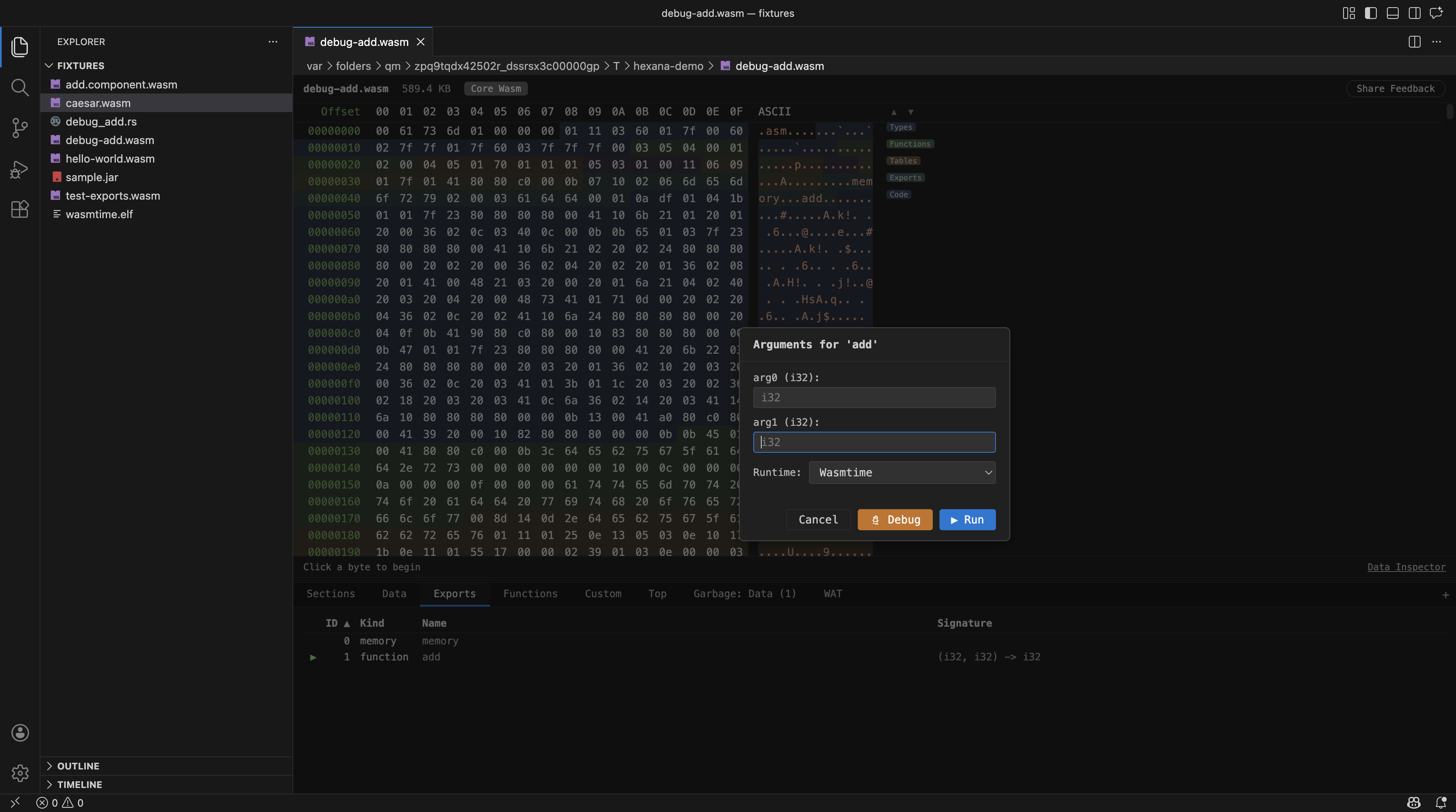 Run Config Dialog